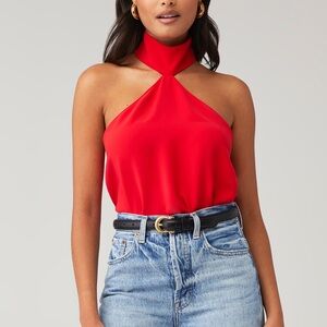 Amanda Uprichard Vibrant Red Halter Top